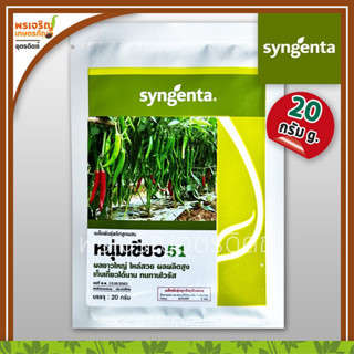 เมล็ดพันธุ์พริก พริกหนุ่มเขียว 51 F1 (20 กรัม) เมล็ดพริกหนุ่มเขียว พริกยำเขียว เมล็ดพันธุ์ผักสวนครัว ซินเจนทา Syngenta