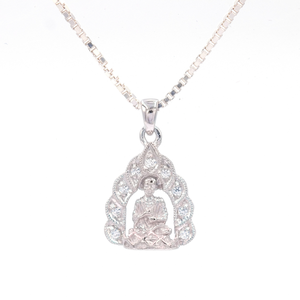 Lucky Gems จี้เงินแท้ 925 เพชร CZ ชุบโรเดียม จี้พระใหญ่หลวงพ่อโต  CZPD176ws