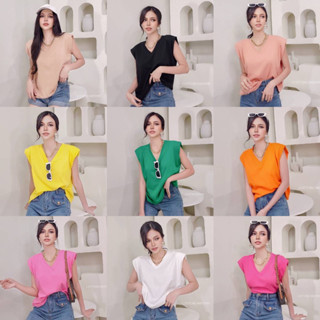 CANDY T-shirt | เสื้อยืดคอวี เสริมบ่าทรงสวย โทนสีน่ารักสดใส ผ้าใส่สบายมาก✨
