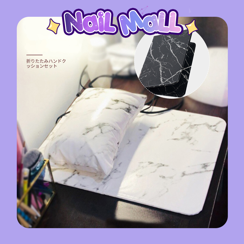 หมอนรองมือ พร้อมแผ่นรองทำเล็บ หมอนหนังพียู พิมพ์ลาย หมอนรองมือทำเล็บ ที่รองแขน ที่รองมือ ที่พักแขนสำหรับทำเล็บ