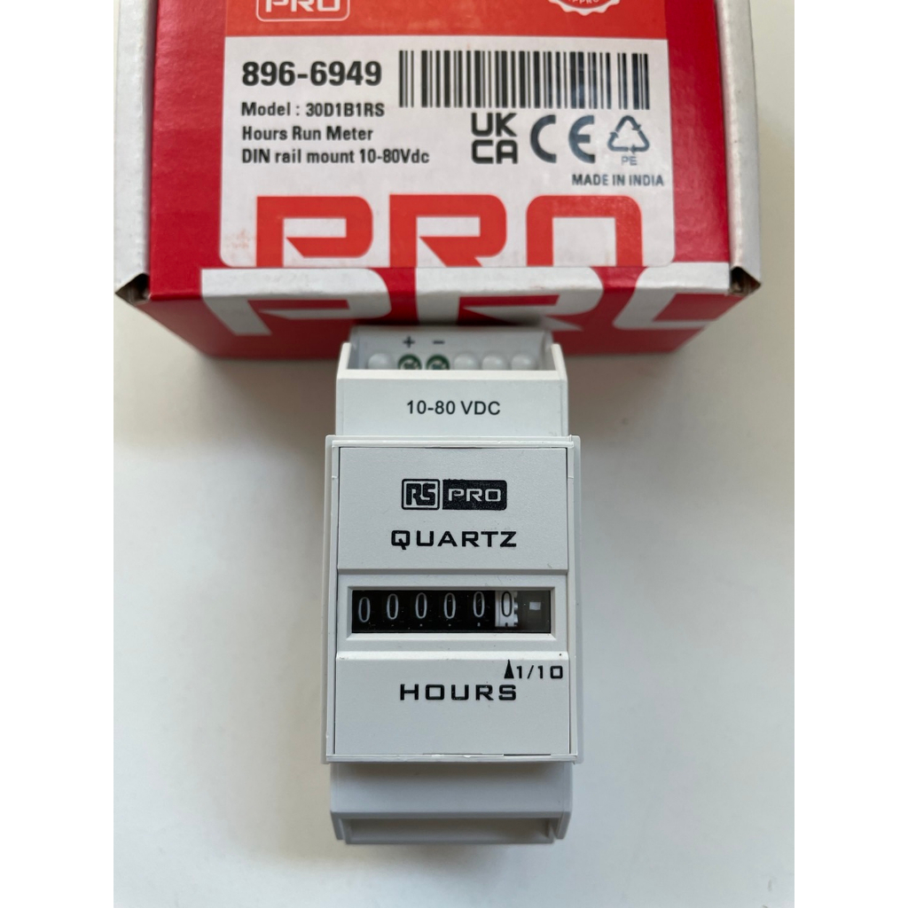 Hour Meter 10-80Vdc Din rail Mount