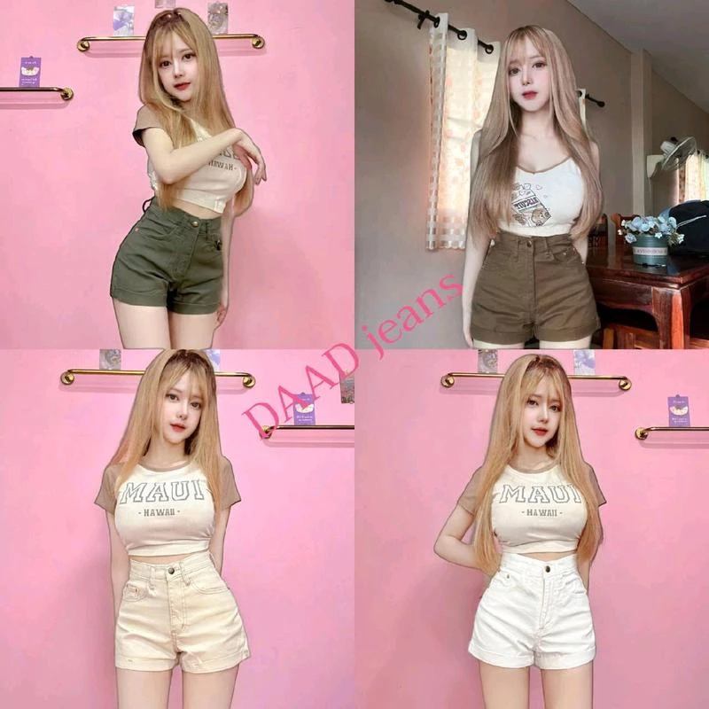 กางเกงยีนส์ขาสั้น งานผ้าสีดาด้า มี 9 สี 4 ไซส์ให้เลือก(ไม่มีซับใน)