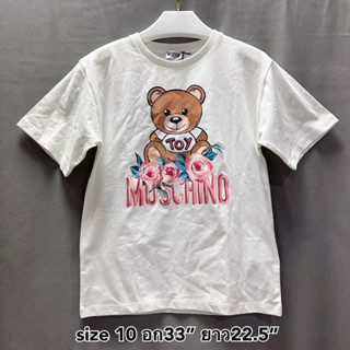 Moschino tee t-shirt bear 10 ดอกไม้ เสื้อยืด มอสชิโน่ แขนสั้น น่ารัก ของแท้ หมี แบรนด์เนม เด็กโต ผู้หญิง