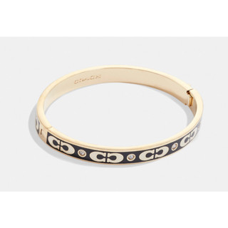 พร้อมส่ง แท้ 🇺🇸💯% New Coach กำไร รุ่น Signature Enamel Hinged Bangle (CI904) Gold/Black