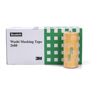 3M 2688 (20ม้วน) Washi Tape Yellow กระดาษกาววาชิ สีเหลือง 50mm X 18m [20ม้วนต่อ1กล่อง] เทปกาวปิดพ่นสี สำหรับงานอุตสาหกรร