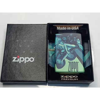 ZIPPO 48605 MRRMAID ZIPPO  DESIGN PREMIUM 540 MATTE  540 COLOR   สีเมทาลิค ลายรอบตัวต่อเนื่อง540องศา  ของใหม่