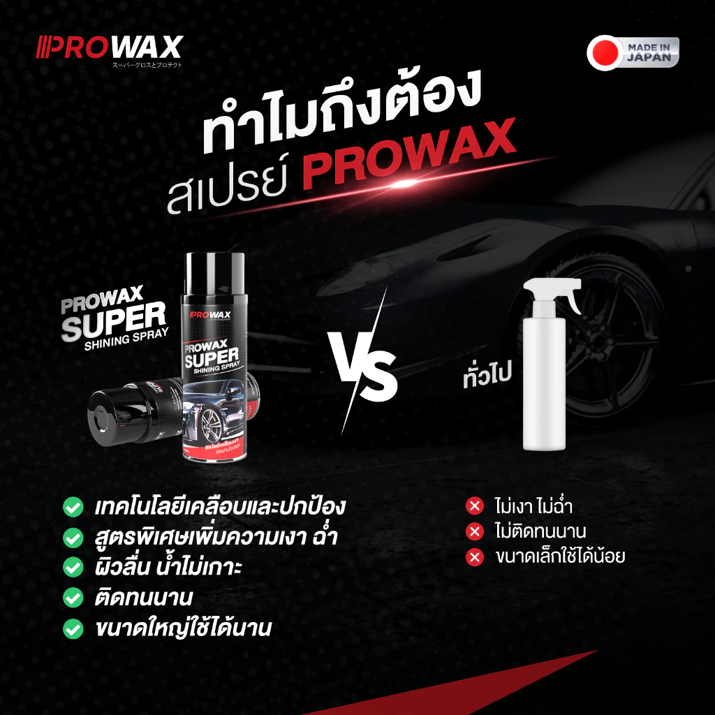 สเปรย์เคลือบเงา พรีเมี่ยม เคลือบพลาสติก เคลือบสีรถ เคลือบยางดำ เคลือบเบาะคอนโซล PROWAX PREMIUMWAX thumbnail 6