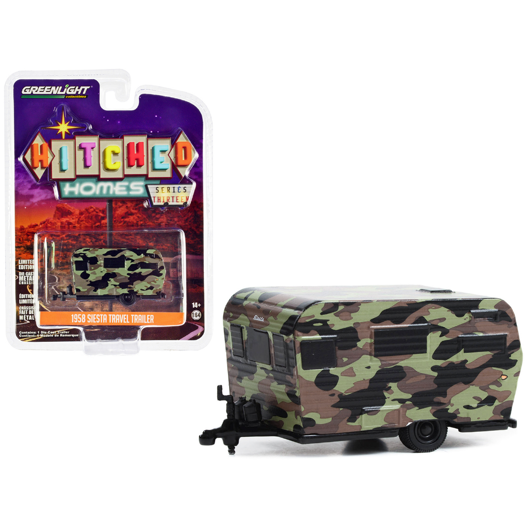 Greenlight 1/64 Hitched Homes Series 13 - 1958 Siesta Travel Trailer 34130-B