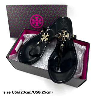 Tory Burch Sandals 6  8 us สีดำ สวย คุณหนู น่ารักมาก รองเท้าแตะ หูคีบ ทอรี่ เบิร์ช ของแท้ รองเท้าผู้หญิง ไปทะเล ไปเที่ยว