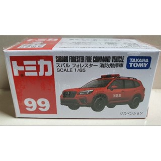 โมเดลรถเหล็ก Tomica #99 Subaru Forester Fire command แดง