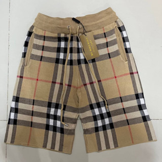 BURBERRY VINTAGE CHECK SILK BLEND SHORTS กางเกงขาสั้นเอวยางยืด ผูกเชือก แบรนด์เบอเบอรี่ ลายสก็อต