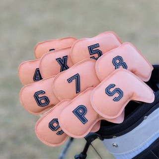 [11GOLF] Golf Irons Head Cover 1 ชุดมี 9 ชิ้น 4 5 6 7 8 9 PW AS SW รหัส MT-IR-PINK