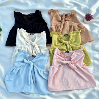 เสื้อเกาะอกผูกโบส์ เสื้อผ้าแฟชั่น