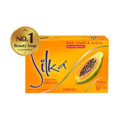 สบู่มะละกอ  ขนาด 65,135 กรัม  Silka Whitening Herbal Papaya Soap ของแท้จากประเทศฟิลิปปินส์