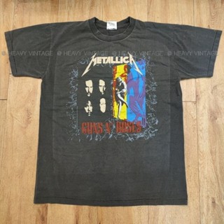 METALLICA X GUNS N ROSES WORLD TOUR เสื้อวง เสื้อทัวร์ ผ้าเฟด