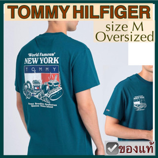 เสื้อยืด TOMMY HILFIGER ลายสกรีน ไซส M oversized ผู้ชาย ทอมมี่ ฮิลฟิกเกอร์ โอเวอรไซส์ t-shirt ของแท้