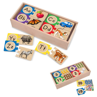 [ABC/123] พัซเซิลไม้จับคู่ A-Z &amp; ตัวเลข 1-20 Melissa &amp; Doug  Self-Correcting Alphabet &amp; Number หลากรุ่น 2541/2542 รีวิวดีใน USA ไม้อย่างดีผ่านมาตรฐาน ของเล่น มาลิซ่า 3 ขวบ