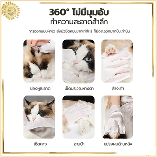ถุงมืออาบน้ําสัตว์เลี้ยง 6ชิ้น/ห่อ อาบน้ำแมว การทำความสะอาดและการฆ่าเชื้อ ให้ความชุ่มชื้นยาวนาน ขจัดกลิ่น