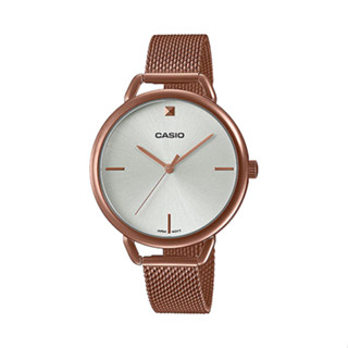 CASIO นาฬิกาข้อมือผู้หญิง สายสแตนเลส โรสโกล รุ่น LTP-E415MR,LTP-E415MR-7C,LTP-E415MR-7CDF