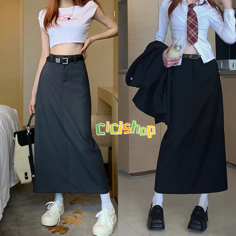 Cicishop(2329)กระโปรงยาว ทรงสลิมเก๋ๆ สไตล์ฝรั่งเศสสุดๆ