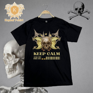 เสื้อยืดวินเทจหัวกะโหลก keep calm and my dream เสื้อแขนกุดวินเทจ Tshirt vintage