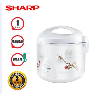 SHARP หม้อหุงข้าวอุ่นทิพย์ 1 ลิตร รุ่น KS-11E (สีขาวคละลาย) ไม่เคลือบ