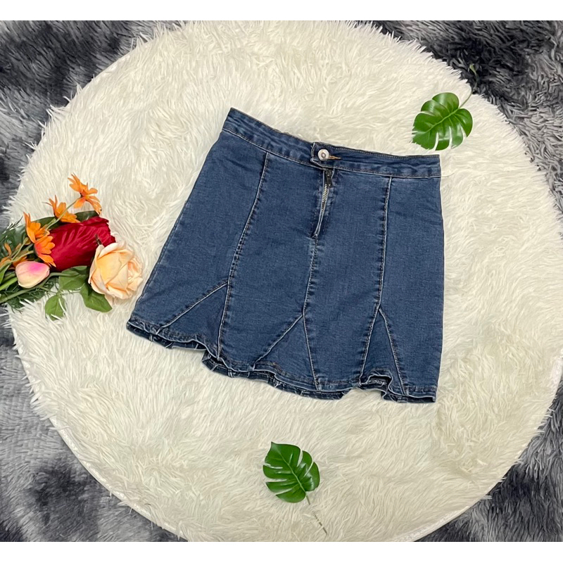 #2Hand ☘️ กระโปรงยีนส์ ซิปหน้า 💜 J106