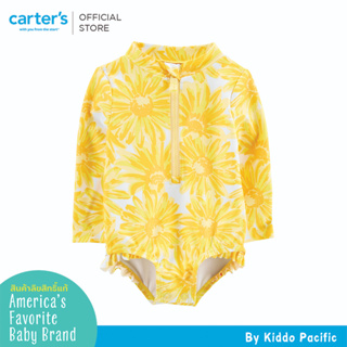 CARTERS 1PC SWIM YELLOW SUNFLOWER  คาร์เตอร์ชุดว่ายน้ำแขนยาวเด็กผู้หญิง ลายดอกไม้ L10