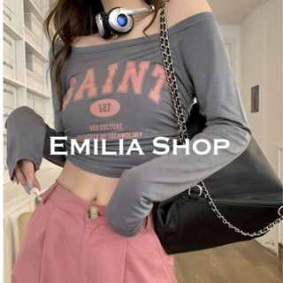 EMILIA SHOP เสื้อยืด เสื้อครอป เสื้อผ้าแฟชั่นผู้หญิง สไตล์เกาหลี 2023 ใหม่ A29J0XY 0426