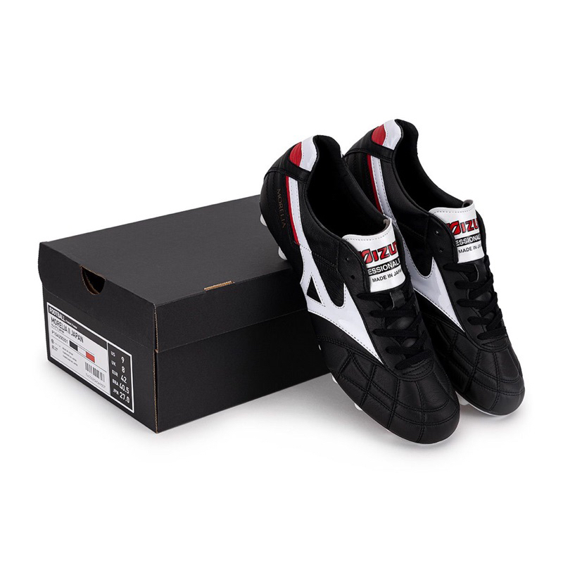 ดำเข้าเพิ่ม ก่อนหายาก!! รองเท้าสตั๊ด Mizuno Morelia II M8 Made in Japan สีดำ & ขาว คลาสสิค หนังจิงโจ