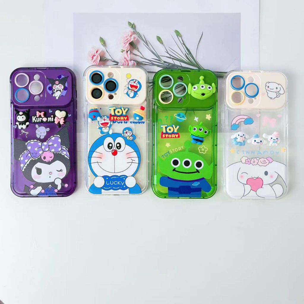 เคสนิ่ม สกรีนลายการตูน มีกระจก ขาตั้งได้ค่ะ สำหรับรุ่น i7 i8 se2020 i7P i8P XR i11  VIVO Y20 Y12A Y1