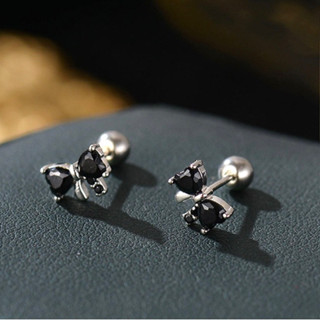 245-littlegirl gifts- Bow black diamond Piercing silver s925 (ราคาต่อชิ้น)