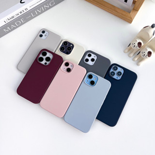 พร้อมส่ง🤍เคสซิลิโคนเนื้อหนา Premium case เกรดดี ไม่มีโลโก้ บุกำมะหยี่ เคสสีพื้น สำหรับ iPhone เคสไอโฟน 14Plus-14Promax