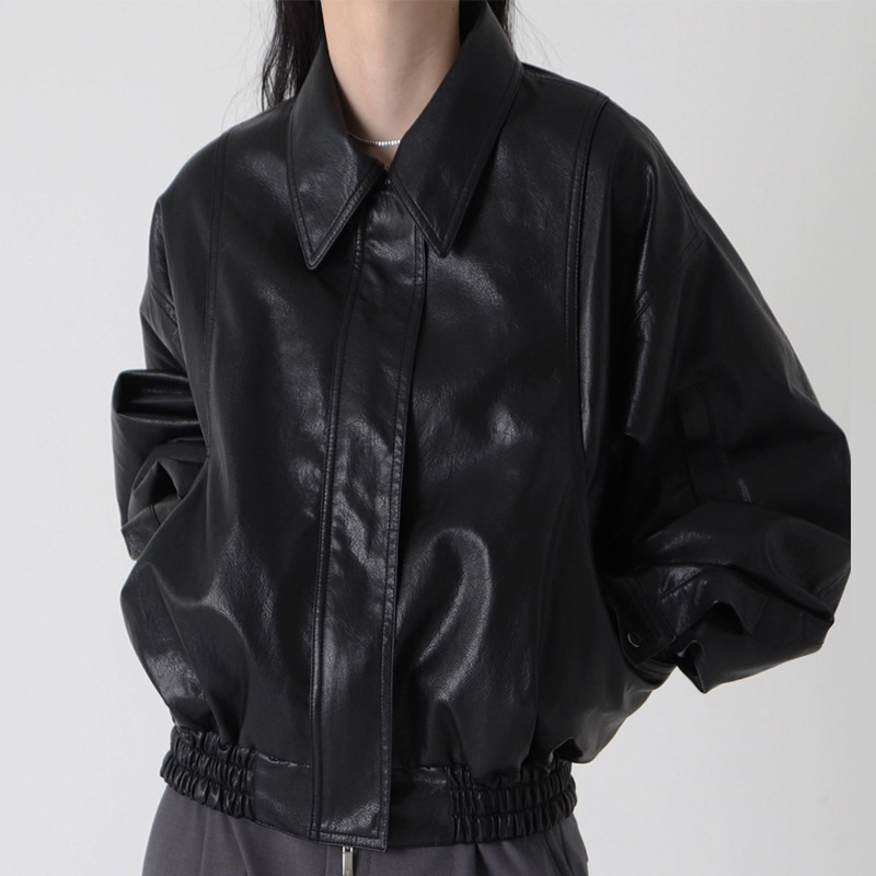 cpjgirlxx | พร้อมส่ง Rock n Roll vegan Leather Jacket - [2col] แจ็คเก็ตหนัง ซิป จั๊มเอว