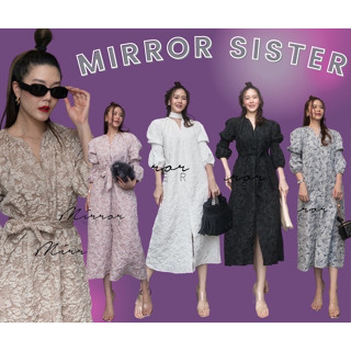 🔖ป้าย Mirrorsister 10601.5 เดรสยาว ผ้าtextureนูนลายดอก ดีเทลเก๋ๆ คอวีแหลมใส่แล้วไม่ตัน มาพร้อมสายผูกเอว