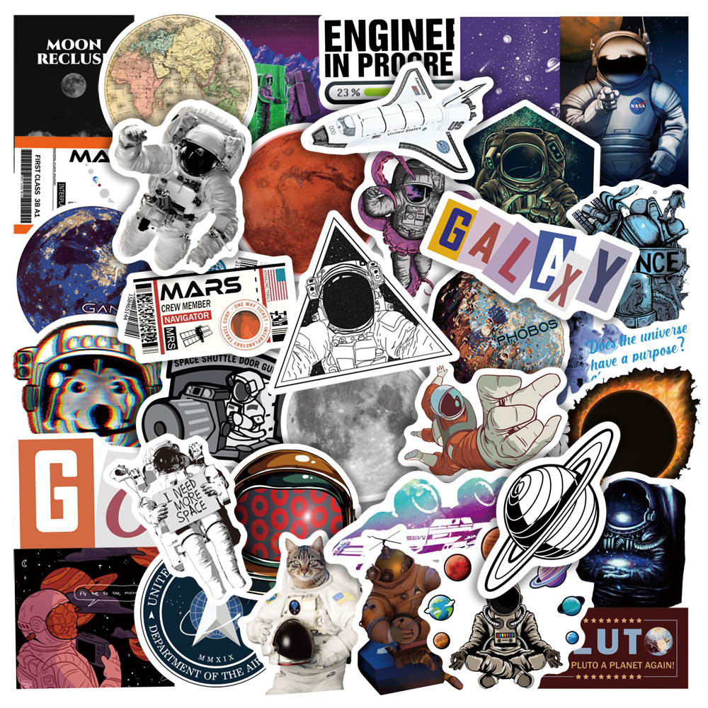 พร้อมส่ง ลายการ์ตูนอะนิเมะ NASA sticker 50แผ่น กันน้ำ สติ๊กเกอร์ ใช้ซ้ำได้ กระโปรงหลังรถ สเก็ตบอร์ด