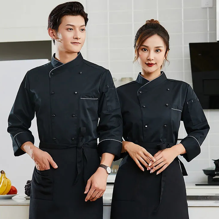 Hot sale🎉Chef clothes เสื้อเชฟ ชุดเชฟ เสื้อผ้าทํางาน เสื้อแขนยาว ชุดเชฟ นเสื้อ ผ้ากันเปื้อน เนื้อผ้า