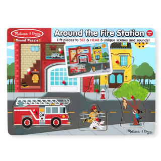 [SALE มีเสียง] รุ่น 736 พัซเซิลรุ่นสถานีดับเพลิงมีเสียง Melissa &amp; Doug Sound Puzzle Around the Fire Station 8 Pcs ไม่มียี่ห้ออื่น รีวิวดีใน Amazon USA จับถนัดมือ ของเล่นเด็ก