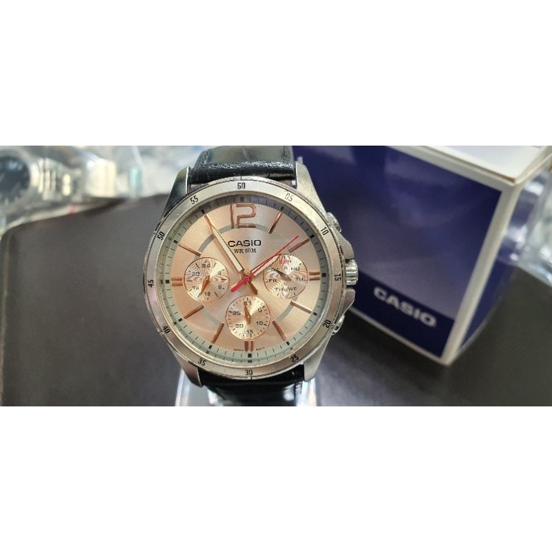 นาฬิกา CASIO แท้ หน้าปัดสีโรสโกลล์ WR50M