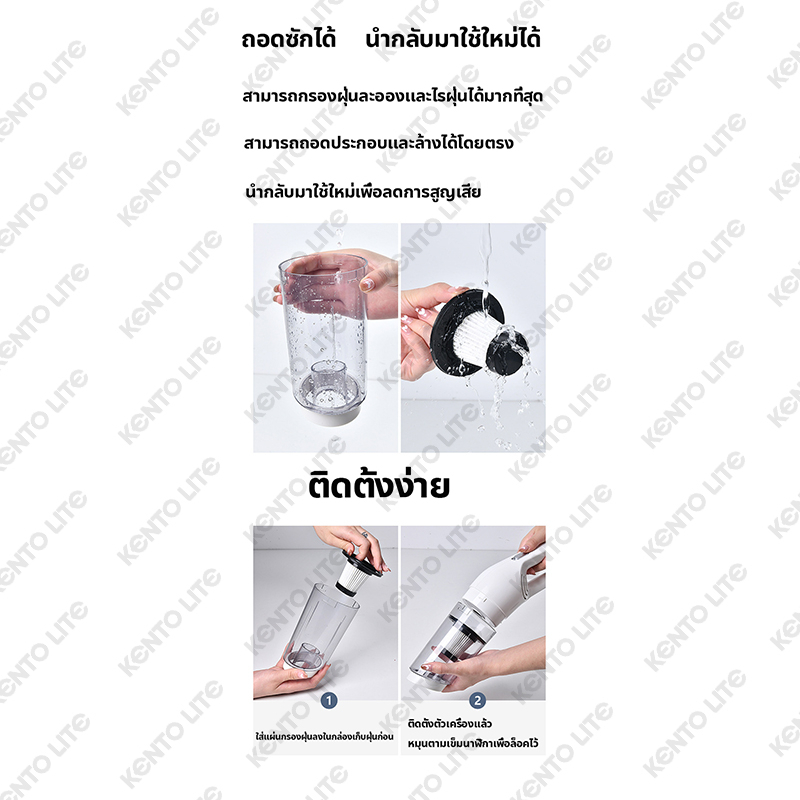 เครื่องดูดฝุ่น เครื่องดูดฝุ่นไร้สาย 35kpa แรงดูดทรงพลัง Handheld Vacuum Cleaner เครื่องดูดฝุ่นแบบมีสาย เครื่องดูดฝุ่นในบ รูปที่ 3