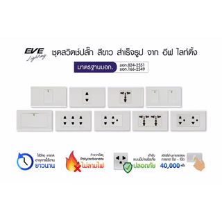 EVE ชุด หน้ากาก พร้อม สวิตช์ไฟ และ เต้ารับ ขนาด 2x4 นิ้ว และ 4x4 นิ้ว จาก EVE Lighting