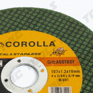 (ขายยกกล่อง 1 กล่อง = 100 ใบ) แผ่นตัดเหล็ก 4" หนา 1.2 mm. COROLLA แผ่นเขียว ใบตัด แผ่นตัด แข็งแรง ทนทาน ตัดไว ตัดเหล็ก