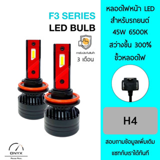 F3 Series LED Blub หลอดไฟหน้ารถยนต์ LED ขั้วหลอดไฟ H4 45W 6500K แสงขาวนวล สว่างขึ้น +300% ติดตั้งง่าย