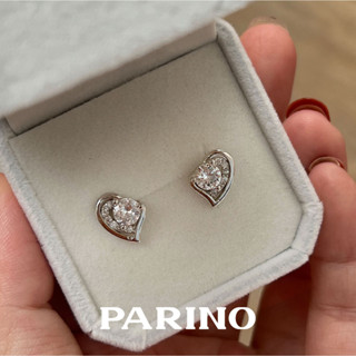 Lita Earrings รูปหัวใจ เพชรเม็ดกลางขนาด 0.40 ct ต่างหูเพชร CZ เหมาะสำหรับผิวแพ้ง่าย