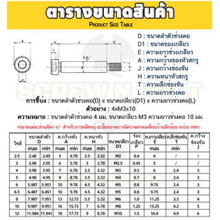 น็อต สกรู โชว์เดอร์ โบลท์ จม สแตนเลส 304 เกลียวมิล หยาบ M6 M8 / Shoulder Hex Socket Machine SUS304