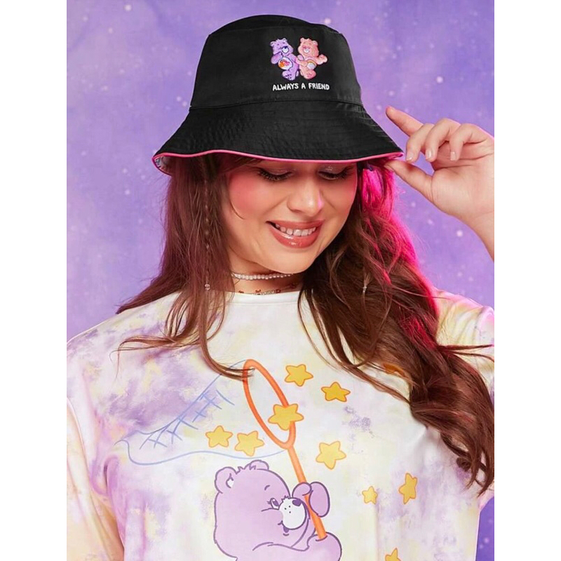 สินค้าใหม่❤️ พร้อมส่ง  หมวก Bucket hat รุ่นใส่ได้ 2 ด้าน Care Bears แคร์แบร์ของแท้พร้อมป้ายห้อย สีดำ น่ารักมากๆ
