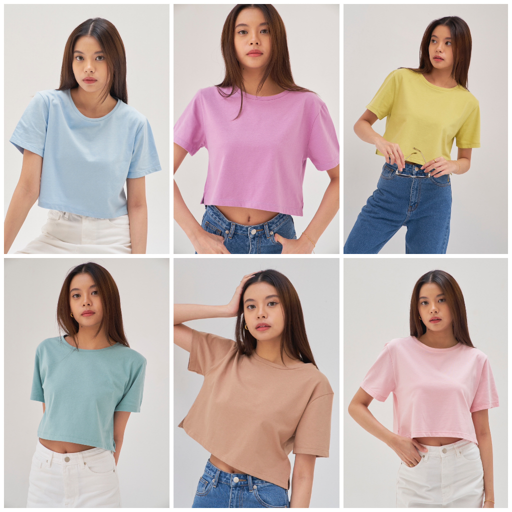 Phadha Crop Tee (Black) เสื้อยืด เสื้อครอป ทรงตรง ผ้านุ่ม ใส่สบาย ผ้า Premium cotton