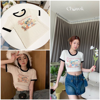 ❀ Chanok ❀ BABY DOLL TEE เสื้อไหมพรมทรงครอปสกรีนลายการ์ตูน (พร้อมส่ง)