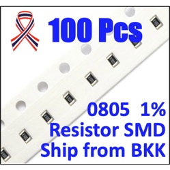 100 pcs 0805 ตัวต้านทาน SMD SMT (L: 2mm x W 1.25mm) ติดตั้งบนผิว PCB