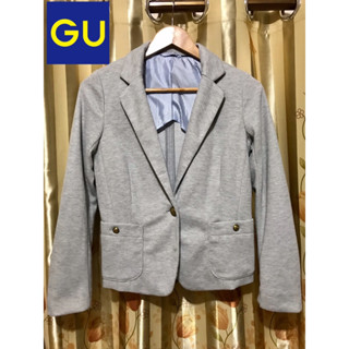 📌GU women’s gray knitted tailored jacket blazer suit size M สูท เบลเซอร์ แจ็คเก็ต แบรนด์จียูยูนิโคล่ สีเทา สูททำงาน